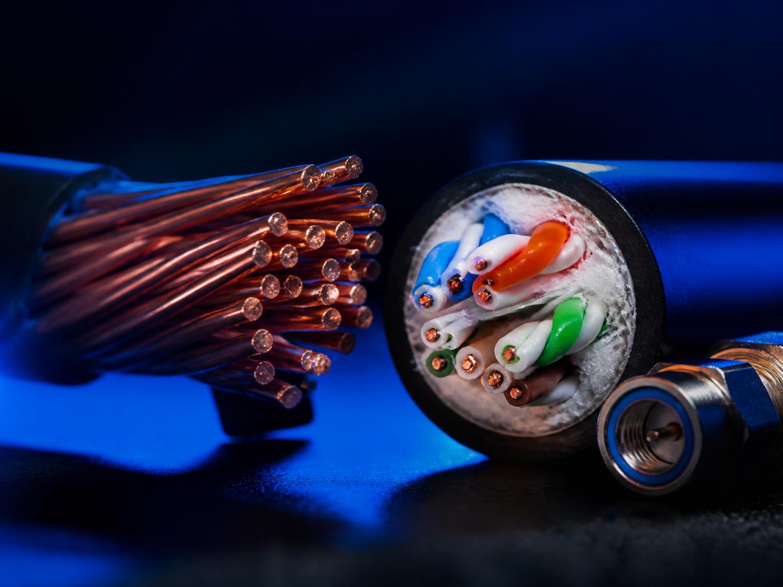 Copper conductors and a multi-pair telecommunications cable cross-section